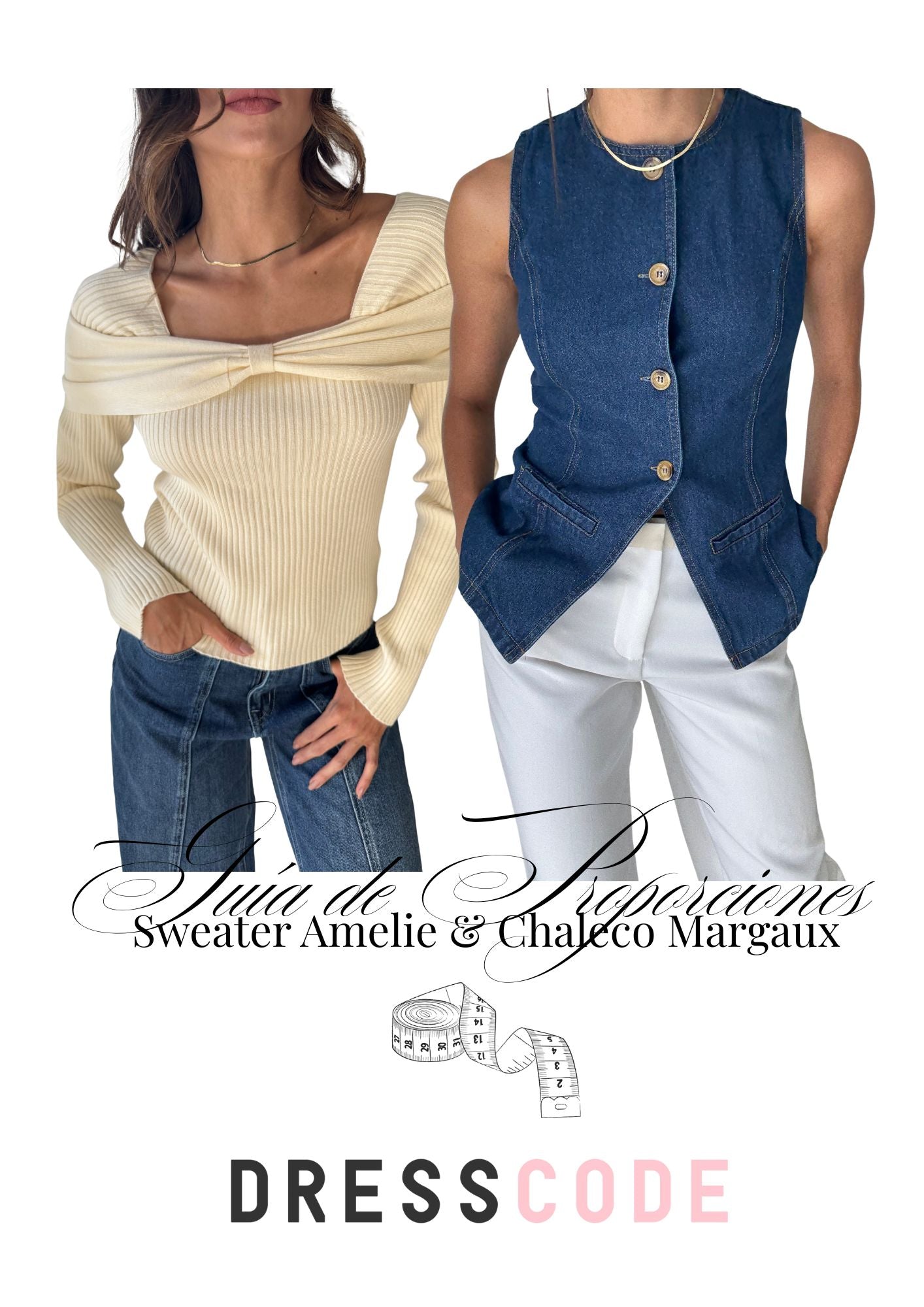 Guía de proporciones: Sweater Amelié & Chaleco Margaux